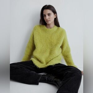 MADEWELL Brushed Otis Pullover Sweater - Lime Green  in XS